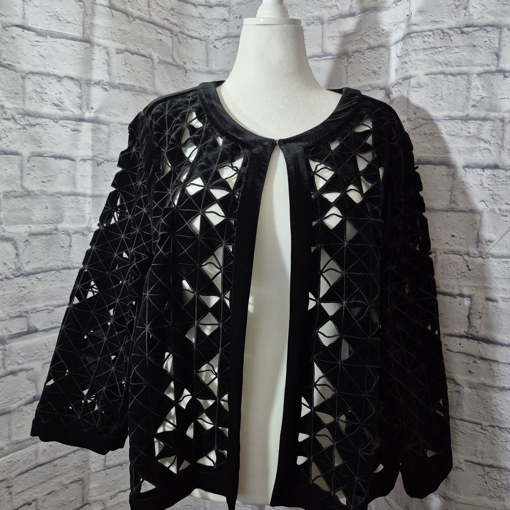 Tahari Black Geometric Women's Blazer